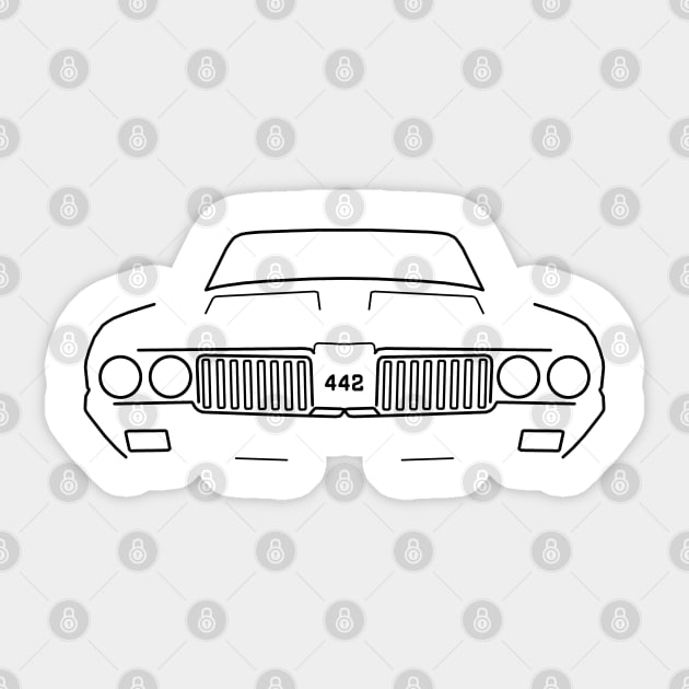Oldsmobile Cutlass 442 classic car outline graphic (black) Sticker by soitwouldseem